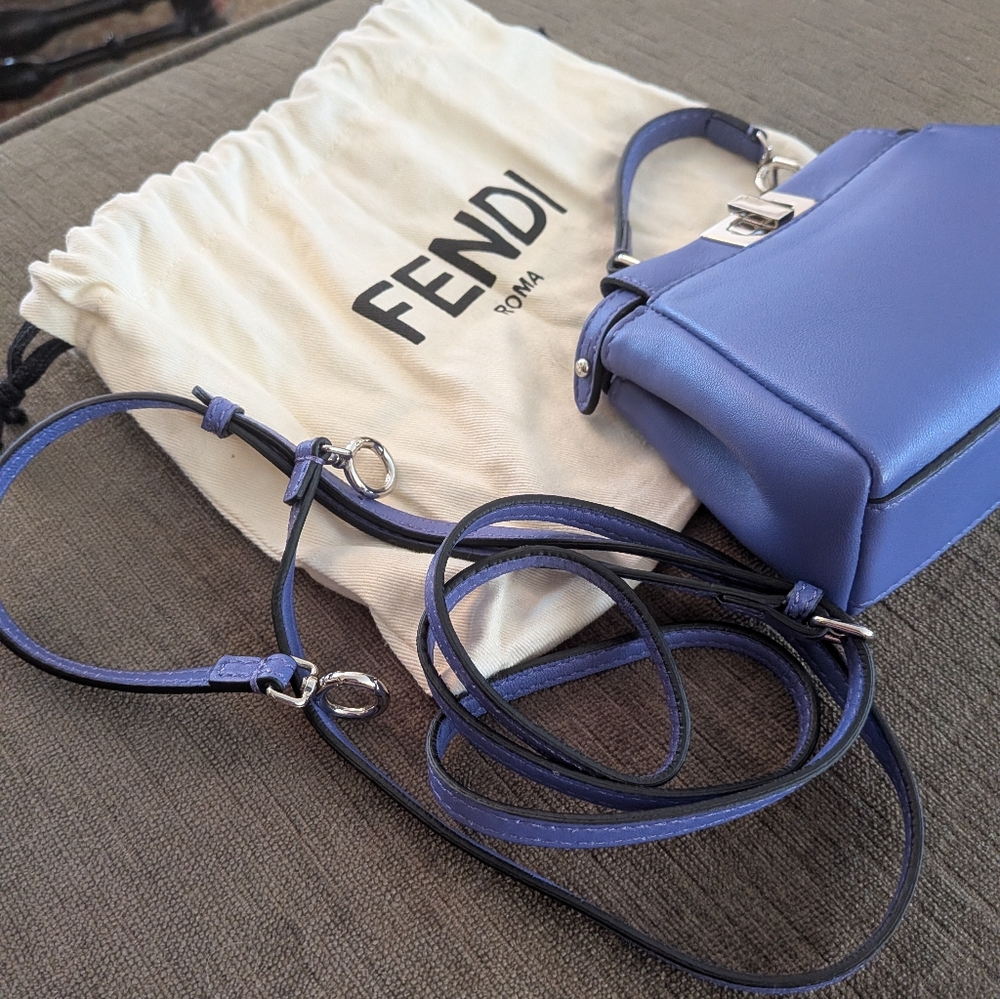 Fendi Micro Peekaboo Turnlock Purple Two-Way Crossbody Bag - Picture 3 of 16